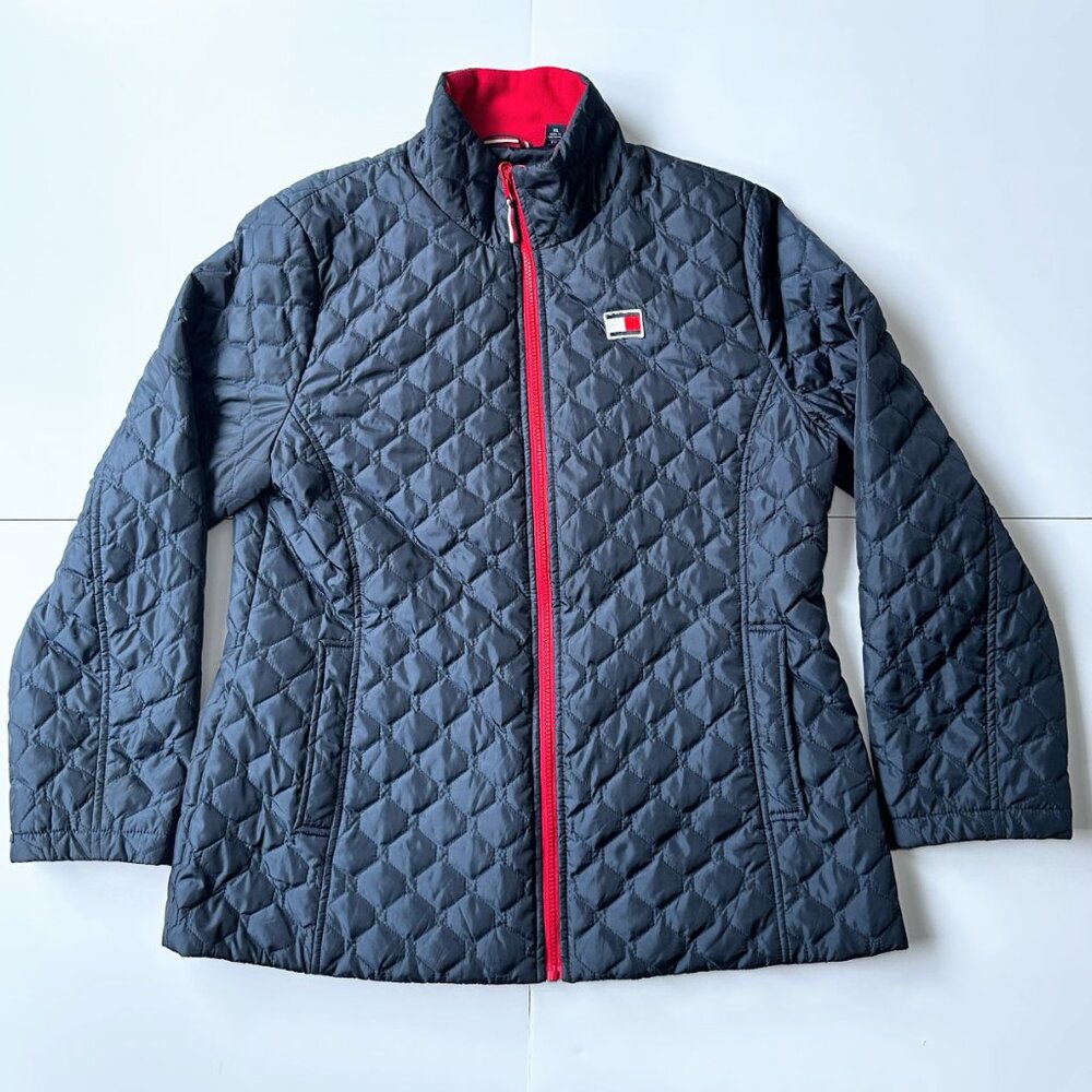 Tommy Hilfiger Jacket Women's Navy Blue Full Zip Diamond Quilted, size XL - Picture 2 of 16
